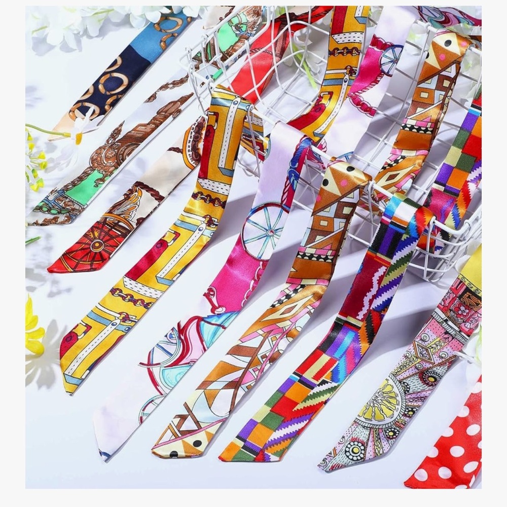 NEW Box of 60 Skinny Scarves for Head, Neck, Hats, Purse, Purse Handles